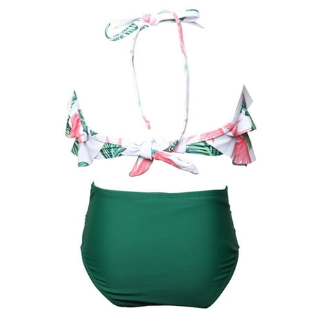 

Gubotare Suit Print Beach Little Bikini Ruffles Wear Girls Two Pieces 212Y Kids Swimsuit Baby Toddler Preppy Clothes Kids Green 2-3 Years