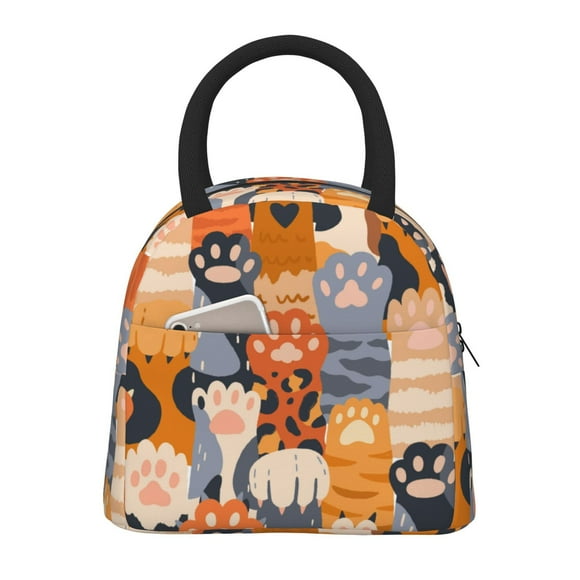 Balery Cute Cat Paw Bolsa de Almuerzo para Mujeres, Caja de Almuerzo, Bolsa de Almuerzo Pequeña Impermeable, Tote de Almuerzo Reutilizable con Gran Capacidad