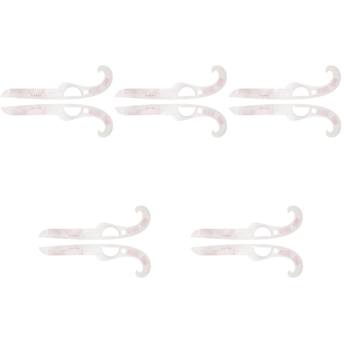 Set of 5 Sewing Rulers for Quilting, Tailoring, Pattern Making, Edge Measuring Tools
