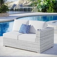 thumbnail image 2 of Lounge Loveseat Sofa, Rattan, Wicker, Light Grey Gray White, Modern Contemporary Urban Design, Outdoor Patio Balcony Cafe Bistro Garden Furniture Hotel Hospitality, 2 of 8