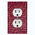 thumbnail image 1 of Metal Light Switch Plate Outlet Cover Elegant Burgundy Gold Letter Damask LET018, 1 of 13