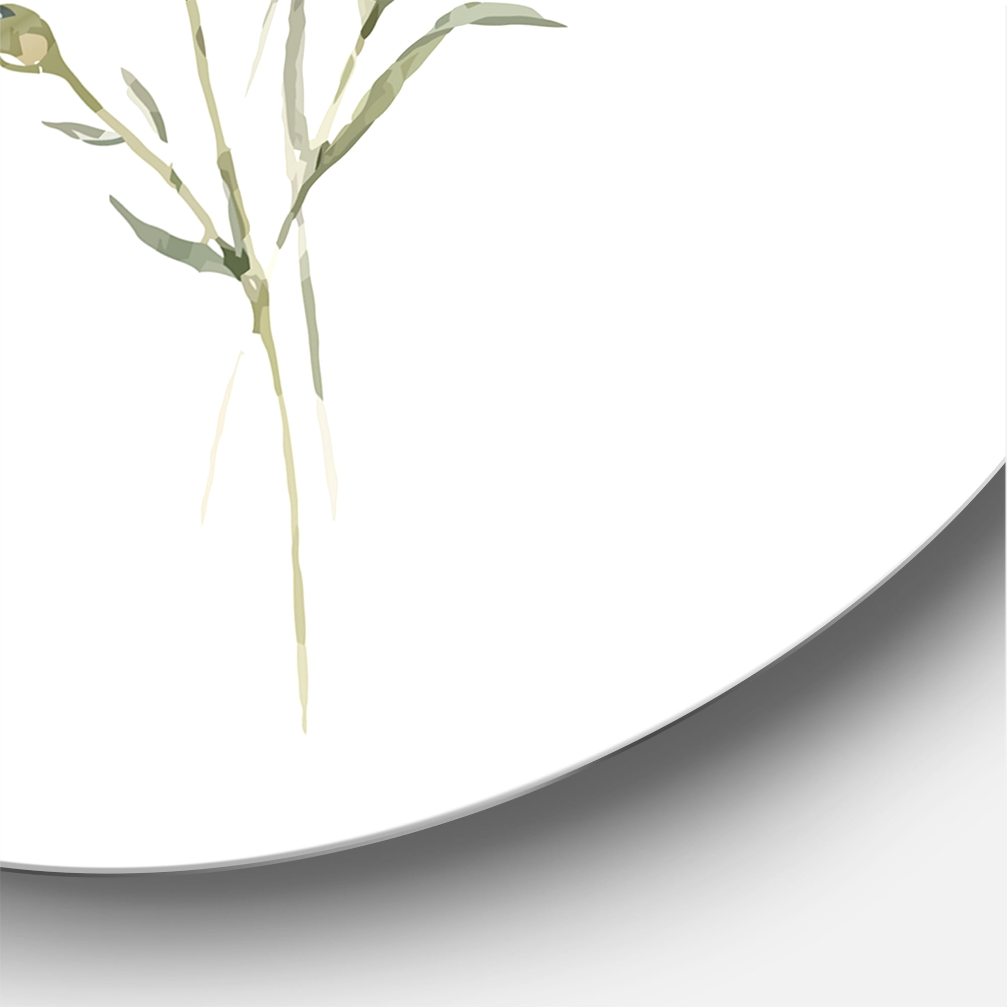 Designart 'Blue Cornflowers With Green Leaves On White III' Traditional Circle Metal Wall Art 29x29 - Disc of 29