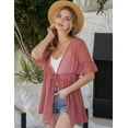 thumbnail image 4 of Doublju Women's Ruffle Short Sleeve Open Front Tied Waist Cardigan with Plus Size, 4 of 4
