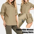 thumbnail image 3 of FEN AI Khaki Fishing Shirts Women Quick Dry Hiking Work Shirt Sun Protection UV UPF 50 Button Down Tops w/ Mesh Line Outdoor Safari with 2 Pockets, 3 of 7