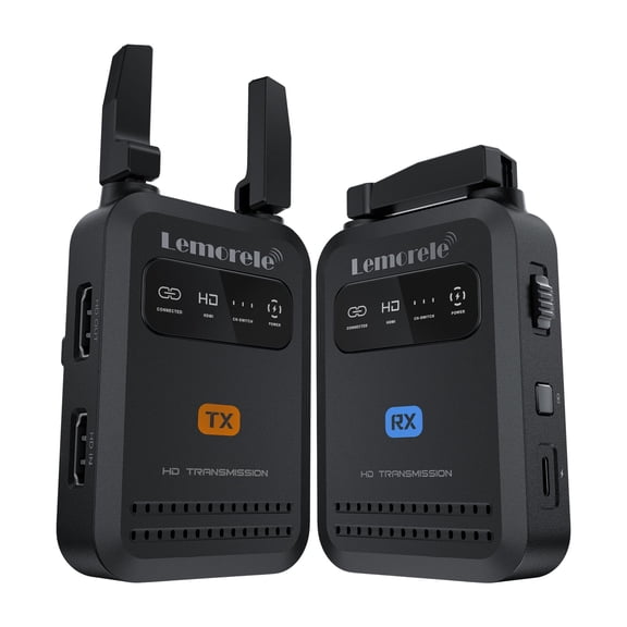 Lemorele Wireless HDMI Transmitter and Receiver,1080P Wireless Extender,656FT Wireless Transmission for Camera,Video Monitoring,Filmmaking,Live Streaming