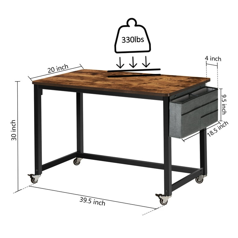 AHB Rolling Computer Desk with 4 Smooth Wheels Simple Style