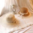thumbnail image 2 of SikaFu Hat Internet Celebrity Summer Lace Bow Beach Straw Hat Women's Version Small Fresh Vacation Cool Hat Pink Sunshade Hat, 2 of 7