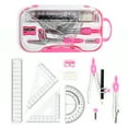thumbnail image 6 of Geometry Set 10 Pieces Student Supplies with Shatterproof Storage Box,Includes Rulers,Protractor,Compass,Eraser,Pencil Sharpener,Lead Refills,Pencil（Pink）, 6 of 7