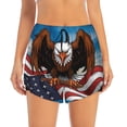 thumbnail image 2 of Gukieu Cartoon Bald Eagle USA Print Women's Sports Shorts with Drawstring Elastic Waistband for Running, Yoga, Fitness-Medium, 2 of 7