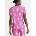 thumbnail image 5 of Joyspun Women's Short Sleeve Sleep Top and Open Leg Pants Pajama Set, 2-Piece, Sizes XS-3X, 5 of 6
