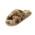 thumbnail image 4 of CHUMUD Women's Fuzzy Fluffy House Slippers Cute Plush Memory Foam Shoes Cross Band Indoor Outdoor Open Toe Curly Slippers, 4 of 4