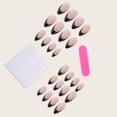 thumbnail image 3 of Uñas postizas en forma de almendra, punta francesa negra, uñas postizas acrílicas, pegamento artificial mediano en uñas para mujeres y niñas, decoración de uñas de verano, 24 piezas, 3 of 4