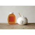 thumbnail image 2 of Creative Co-Op DA6817 Honey Pot With Wood Dipper and Lid White Stoneware, 2 of 3