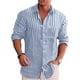 thumbnail image 2 of Camisas De Vestir Para Hombre Camisa de vestir informal de manga larga a cuadros con botones a la moda para hombre (Blue, L), 2 of 6
