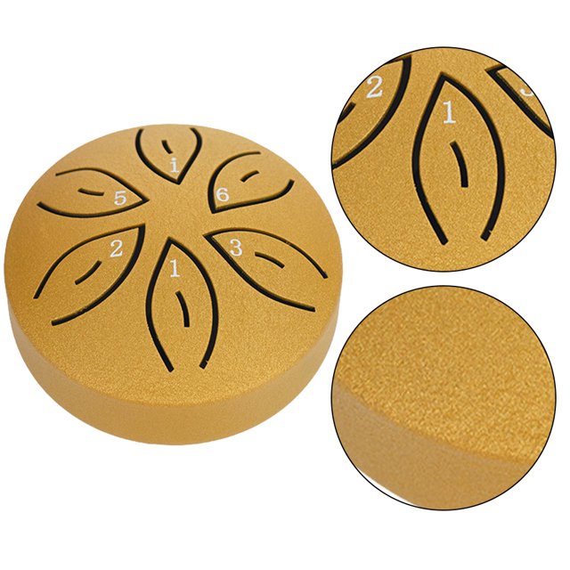 Tambor Lluvia 3 Pulgadas Y 6 Notas para Lengua Acero Exterior Yoga (dorado)
