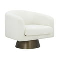 thumbnail image 2 of Tola 33 Inch Lounge Chair- Round Frame- White Boucle Fabric- Brass Base, 2 of 5