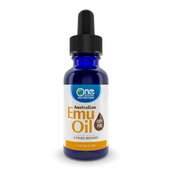 One Planet Nutrition Pure Australian Emu Oil 2 oz, Cold-Pressed and 6X Refined, Supports Skin and Hair Health, Low Odor, Natural and Fragrance-Free