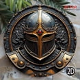 thumbnail image 2 of HELLOYOUNG Metal Wall Art, Medieval Knight Helmet Shield Aluminum Sign with Red Accents, 8 Inch Vintage Decor for Home Bar Cafe Garden Man Cave, 2 of 6