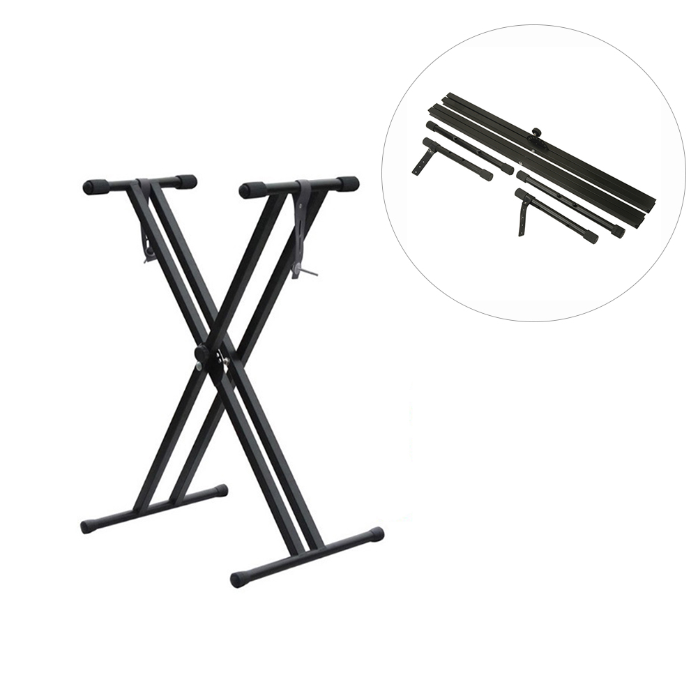 Adjustable Portable Keyboard Stand Electric Piano Stand Dualtube XType Iron Braced Colorblack