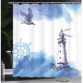 thumbnail image 4 of Ambesonne Lighthouse Shower Curtain, Handdrawn Art Anchor, 69"Wx70"L, Blue and White, 4 of 5