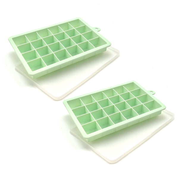 Bandeja de hielo de silicona de 2 piezas - cubierta de pp verde hierba de 24 rejillas Ormromra CPB-US-WZY11-1