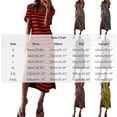 thumbnail image 3 of ClodeEU Women's Striped V Neck Short Sleeve Side Split Midi Dress,Soft Knit Casual Summer Dress Yellow,Women's Plus XXXL, 3 of 6