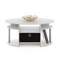 thumbnail image 5 of Furinno JAYA Simple Design Oval Coffee Table with Bin, White Oak, Stainless Steel Tubes, 5 of 6