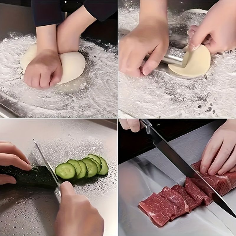 XXL Stainless Steel Anti-Slip Cutting Board Mildew-Proof Wear-Resistant Food-Safe Chopping Board for Dough/Bread/Meat Prep Space-Saving Vertical Storage & Sealable Lid for Kitchen Countertop