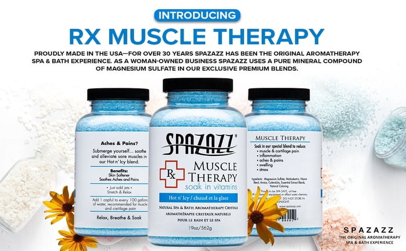 Spazazz 19oz Muscle Therapy Soak in Vitamins Crystals Bath Minerals - Salt & Mineral for Pain Relief Salts, Relaxer for Joint & Chronic Fatigue Ache Back Soreness, with Arnica