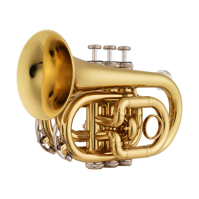 Mini Pocket Trumpet Bb Flat Brass Material Wind Instrument with