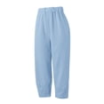 thumbnail image 4 of Hfolob Pants For Men Male Daily Casual Solid Color Side Pockets Elastic Waist Pants Long Trousers Loose-Fit Style, 4 of 5