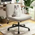 thumbnail image 1 of Walsunny Criss Cross Legged Home Office Vanity Desk Chair with Back & Wide Seat Armless with Wheels Swivel Padded Fabric Chair, White, 1 of 5