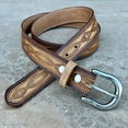 thumbnail image 2 of Men's Western Leather Belt Tooled Embossed Handmade Cowboy Belt with Removable Buckle 1.5” Wide, 2 of 8