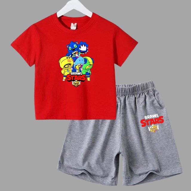 Ensemble 2 Pcs d'Été Anime Combat Jeu de Rôle T-Shirt à Manches Courtes + Shorts Vêtements Décontractés Enfants Col Rond Garçons Filles Tout-Petits