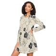 thumbnail image 3 of FORMRS Womens Long Sleeve Nightgowns Crew Neck Sleep Shirt Soft Pajamas Sizes S-3XL, Small Black Flowers, 3 of 8