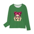 thumbnail image 5 of ZOYOEN Girls Long Sleeve T Shirts- Fashion Crewneck Casual Kids Graphic Tops Green Size 5-6T, 5 of 5