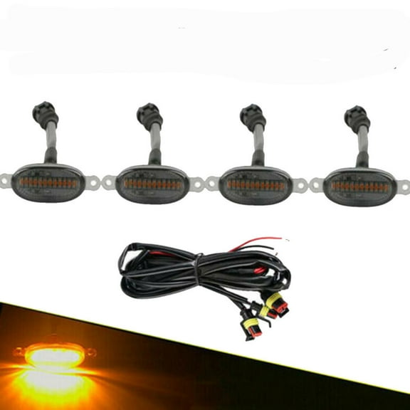 4x 12 LED Smoke Front Grille LED Amber Light Raptor Style Covers For Ram 1500 Car DIY Decorate Lights