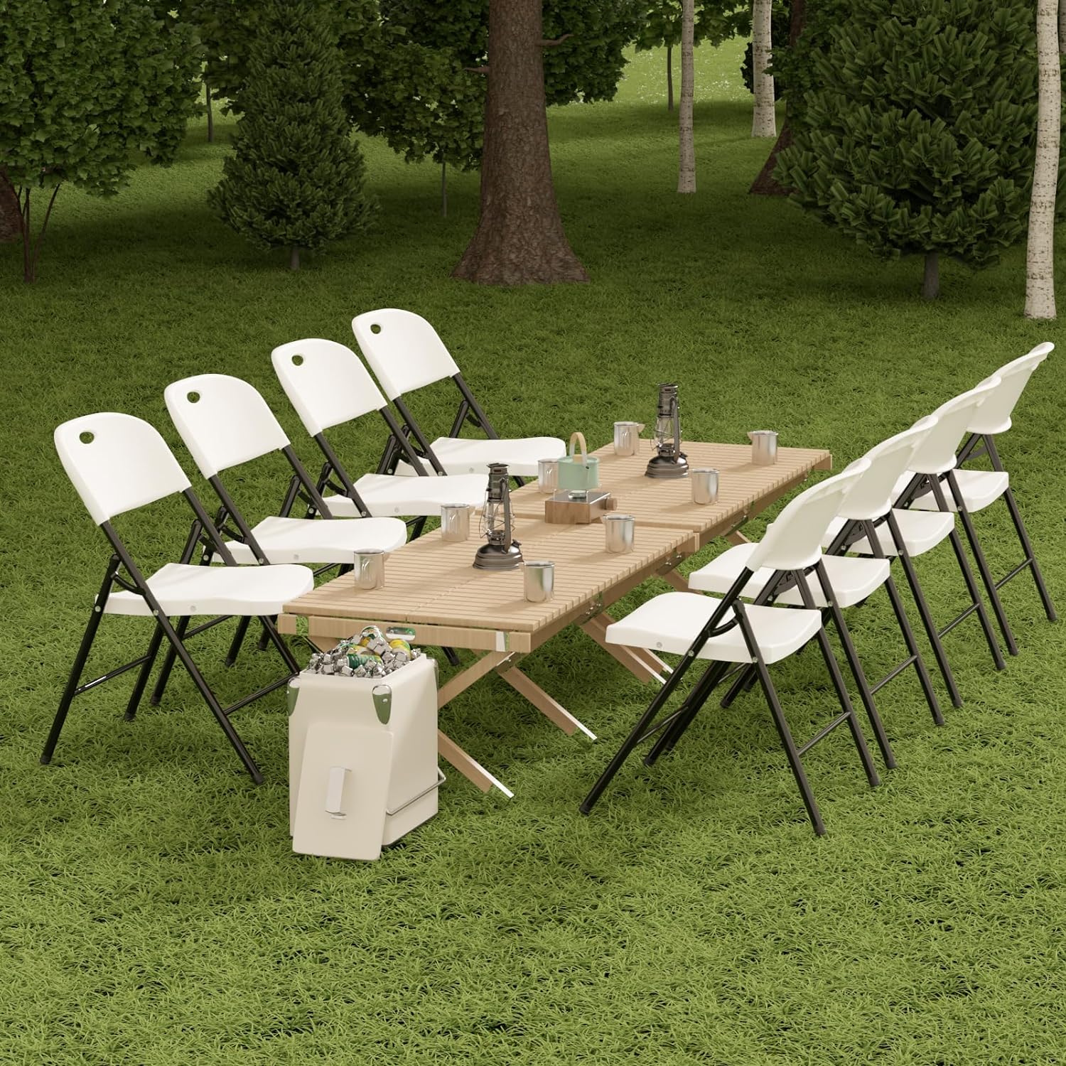 Nazhura Heavy Duty Folding Chair, White, Set of 4 photo 6