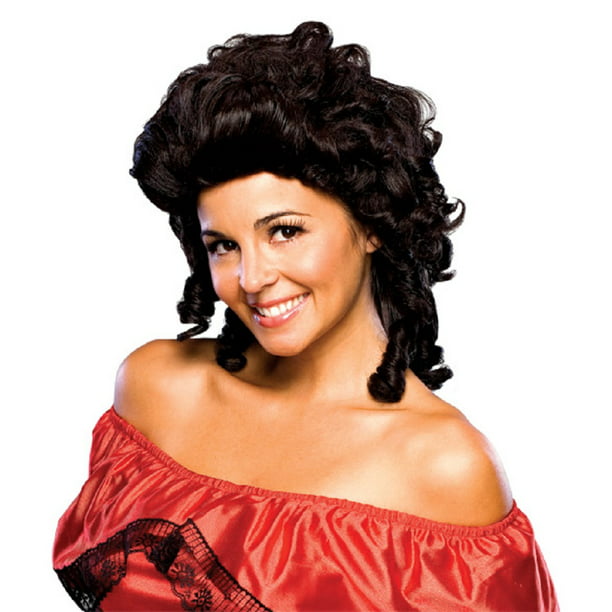 Colonial Girl Southern Belle Wig Brown Curly Hair Adult Womens Costume  Accessory 