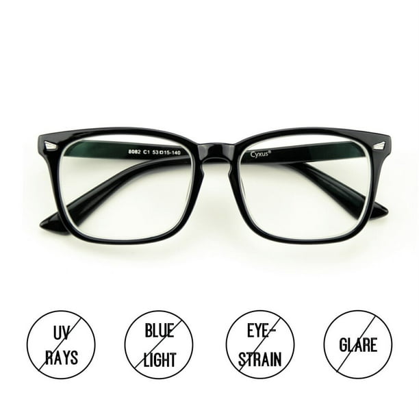 Cyxus Blue Light Blocking Glasses Filter +2,5 Verres Classiques Noirs,Anti Fatigue Oculaire Maux de Tête Fatigue Oculaire UV,Logiciels de Lecture