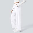 thumbnail image 4 of WULMLEO Wide Leg Pants for Women Stretchy Pull On Work Pants High Waisted Business Casual Trousers Slacks with Pockets White L, 4 of 4