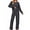 Dark Gray, variant on UVN Pajama Sets for Women Long Sleeve Lounge Set Ribbed Knit Sleepwear 2 Piece Pjs Soft Loungewear with Pockets