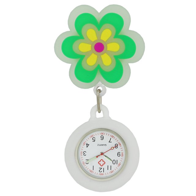 Reloj colgante de cuerda telescópica con cordón de silicona redondo con dibujos animados de enfermera reloj luminoso reloj de enfermera sonriente