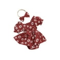 thumbnail image 2 of Elippeo Baby Girls Summer 3 6 12 18 Months Romper Dress Short Sleeve Daisy Print Sweet Romper with Headband, 2 of 10