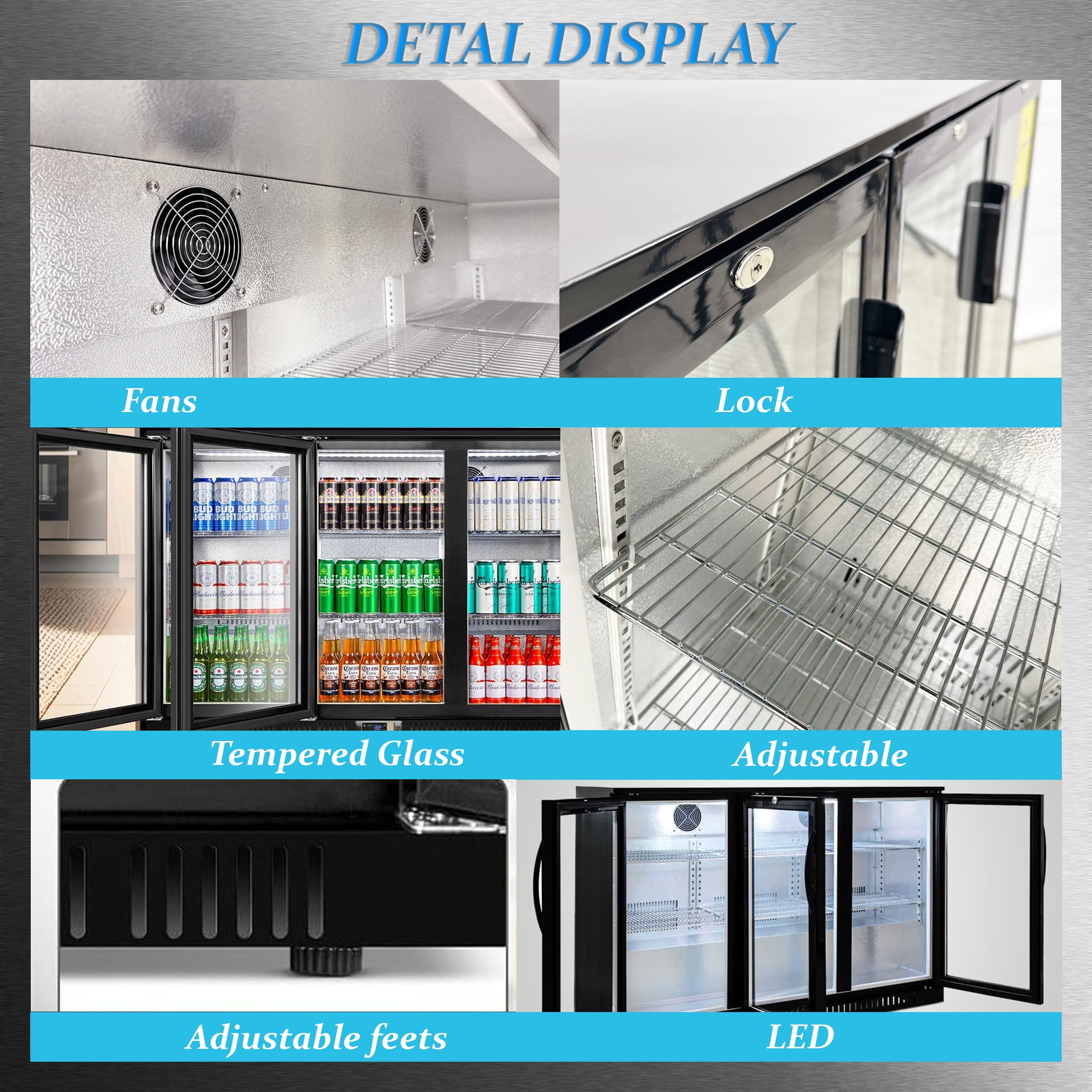 Cooler Depot NSF 54" Beverage Merchandiser Back Bar Cooler, 11.3 cu ft, Glass Door, Model BBT350L