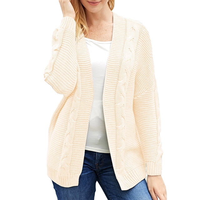 Cardigan Ouvert à Manches Longues en Tricot Épais pour Femmes