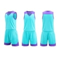 thumbnail image 5 of XINXIAOO Kids Sports Shorts Set Blue Boys Girls Basketball Jersey Outfit 2pc Breathable Lightweight Tracksuit Tank Top Track Shorts For Practice and Competition 7-8 Years, 5 of 6