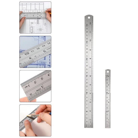 CCOCC 2 Pcs Yardstick Protractors Steel Ruler Sturdy Measuring Office Yard Sticks