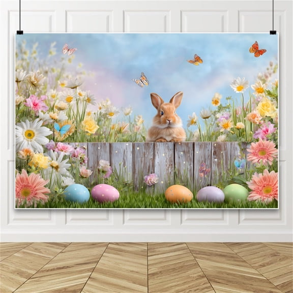 7x5ft Spring Easter Photo Backdrop Bunny Rabbits Eggs Backdrop for Photography Colorful Photo Background for Adult Studio Props Backdrop
