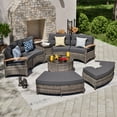 thumbnail image 7 of MEISSALIVVE 8 Piece Outdoor Patio Furniture Set, Half-Moon Curved Rattan Conversation Set with Wood Armrest, 2 Ottoman, Coffee Table & Side Table(Gray), 7 of 7